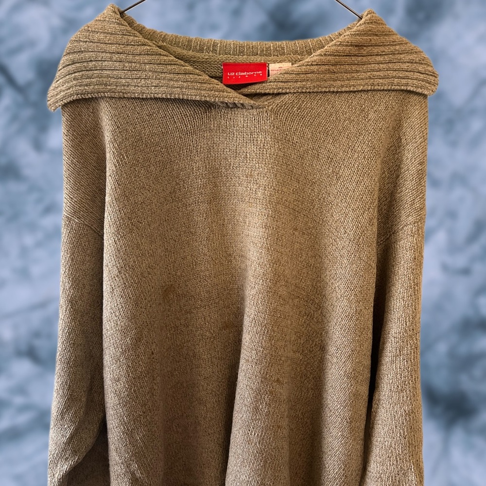 Liz Claiborne Sweater Size XL Beige Brown Knitted